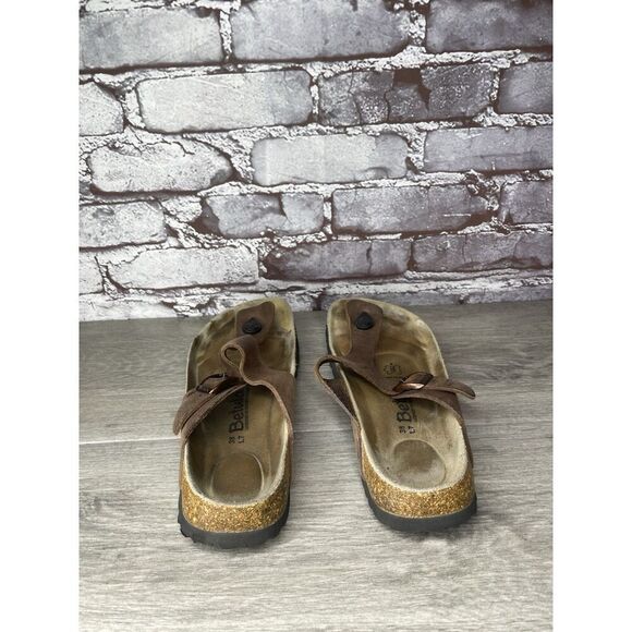 Betula Birkenstock Gizeh Brown Leather Cork Thong Sandals Women Sz 38EU/7.5M US - Picture 5 of 16